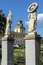 Rose garden in Royal garden of Wilanow palace Royalty Free Stock Photo